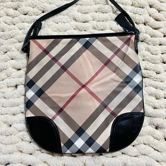 BURBERRY Dryden Supernova Check Coated Patent Leather Shoulder Crossbody Bag - Picture 9 of 14